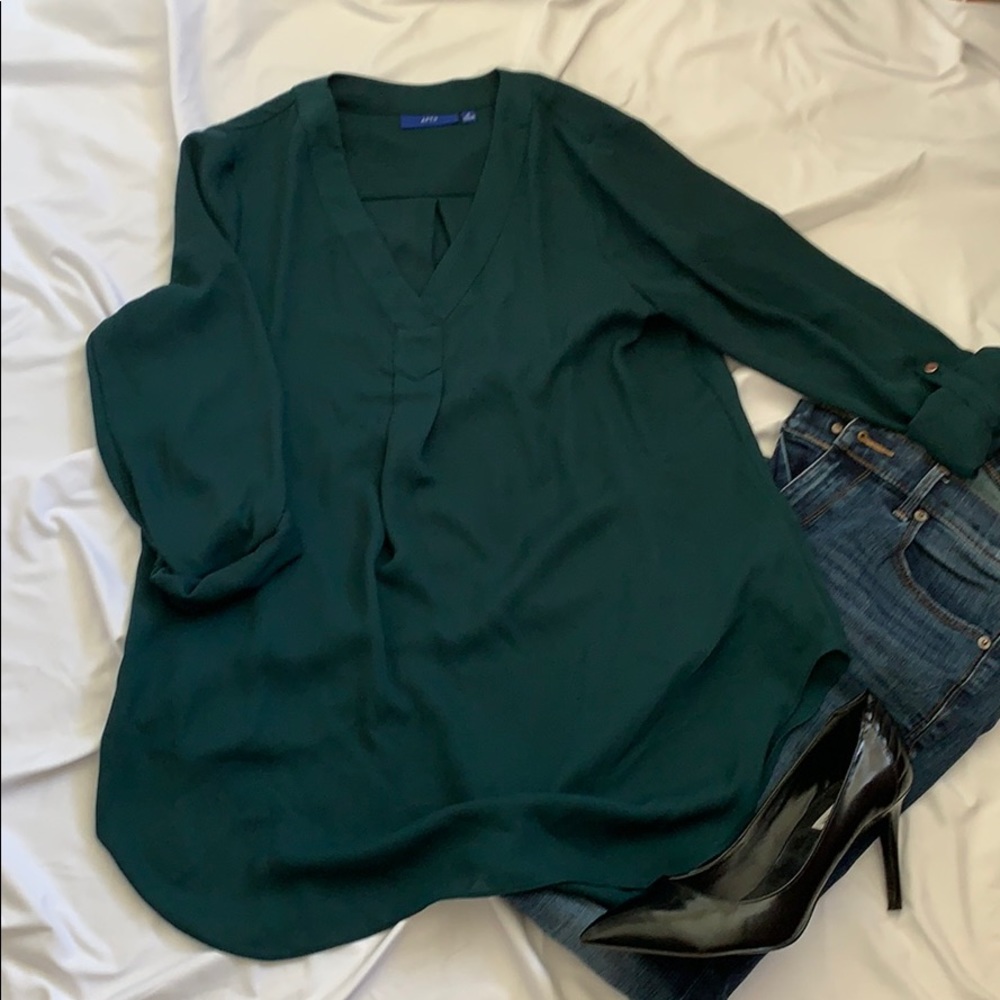 Apt 9 Wonderful Dark Green 3/4 sleeve blouse